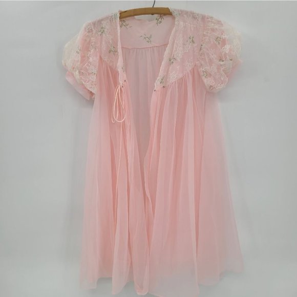 Vintage Linda Underlovelies Chiffon Babydoll Night Gown and Robe - Picture 13 of 14